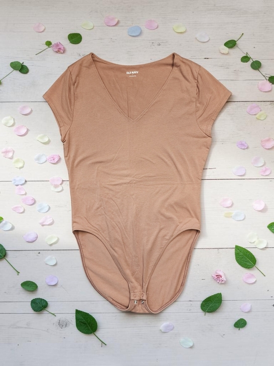 Old Navy Tops - Old Navy Tan V-Neck Short Sleeve Bodysuit